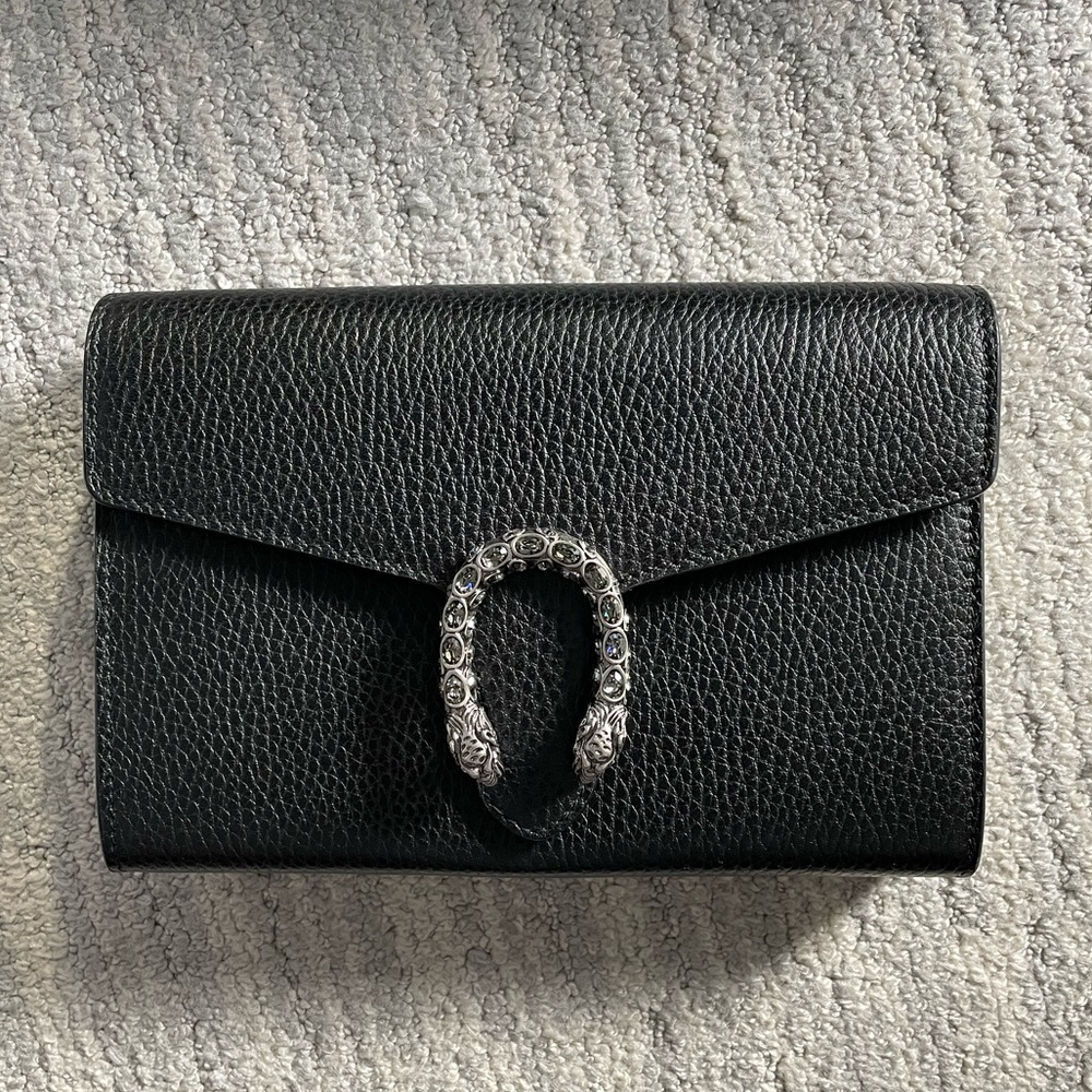 Gucci Dionysus Mini Leather Chain Wallet - Black (Brand New!)
